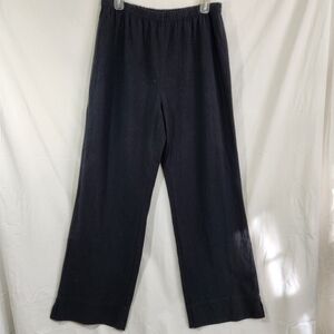 5 for $50 Soft Surroundings Black Cotton Span Elastic Pull-on Pants wide leg